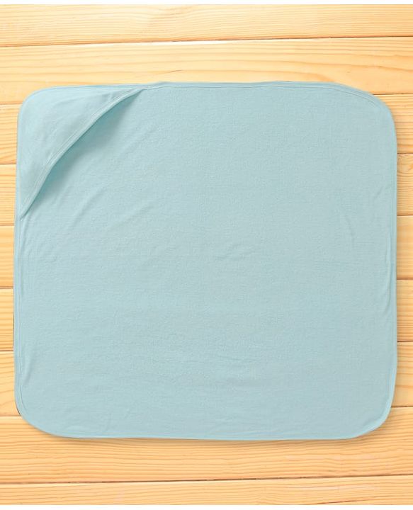 Babyhug Terry Knit Solid Hooded Towel Wrapper L 76 x B 76 cm - Light Blue