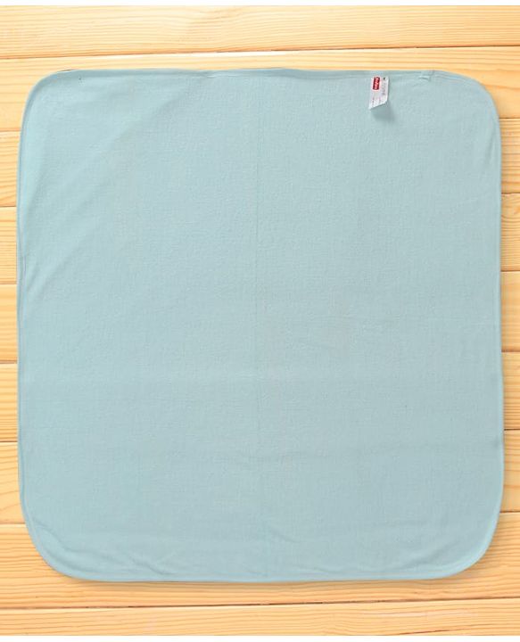 Babyhug Terry Knit Solid Hooded Towel Wrapper L 76 x B 76 cm - Light Blue