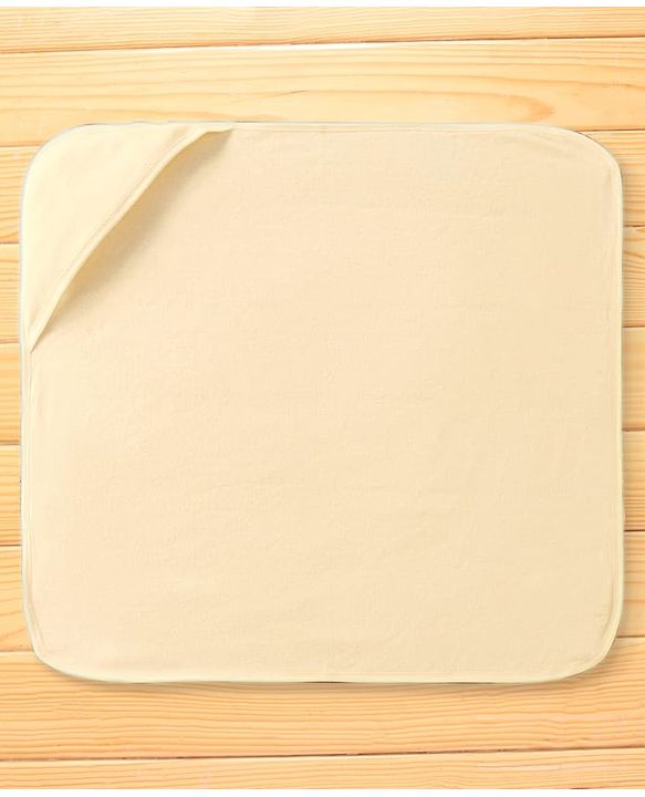 Babyhug Cotton Knit Solid Hooded Wrapper L 76 x B 76 cm - Cream