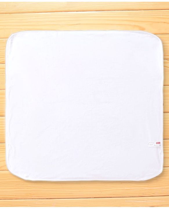 Babyhug Cotton Knit Solid Hooded Wrapper L 76 x B 76 cm - White