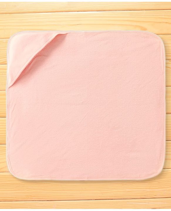 Babyhug Cotton Knit Solid Hooded Wrapper L 76 x B 76 cm - Light Pink