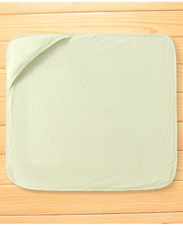 Babyhug Cotton Knit Solid Hooded Wrapper L 76 x B 76 cm - Light Green