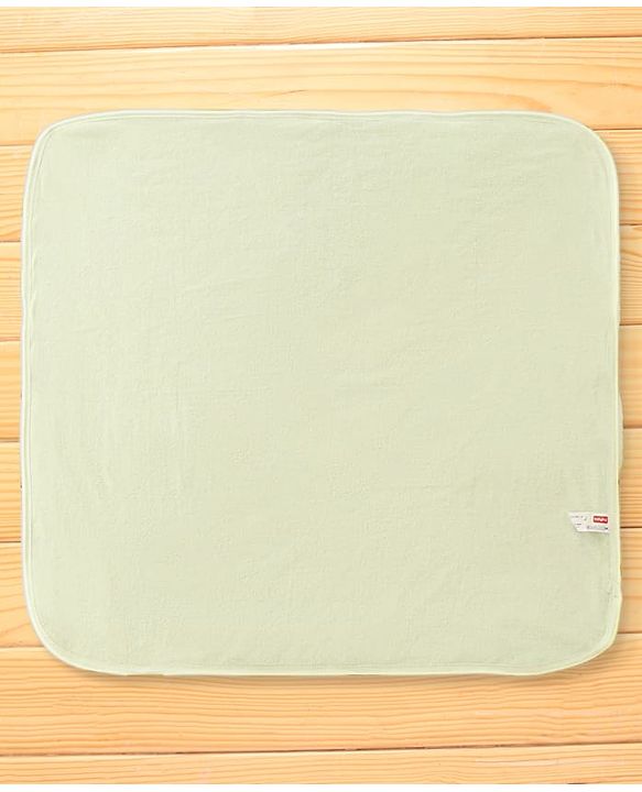Babyhug Cotton Knit Solid Hooded Wrapper L 76 x B 76 cm - Light Green