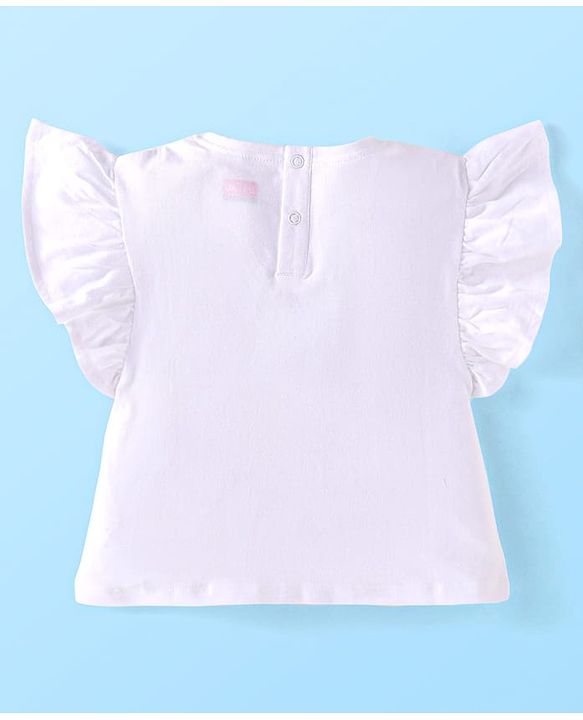 Babyhug Single Jersey Knit Sleeveless Top & Shorts Set with Butterfly & Floral Print - White & Purple