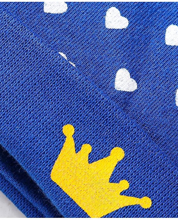 Babyhug Interlock Knit Caps Mittens & Booties With Heart Print & Ear Applique - Navy Blue