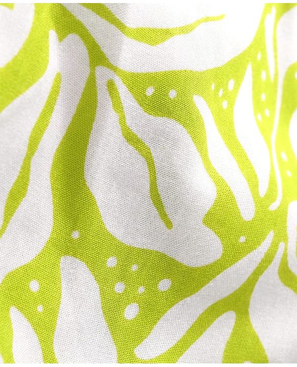 Pine Kids Cotton Woven Cold Shoulder Sleeves Floral Printed Layered Frock - Light Green