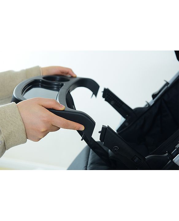 Babyhug Travel Compact Baby Stroller with Food Tray Reversible Handle Adjustable Backrest & Canopy - Multicolour