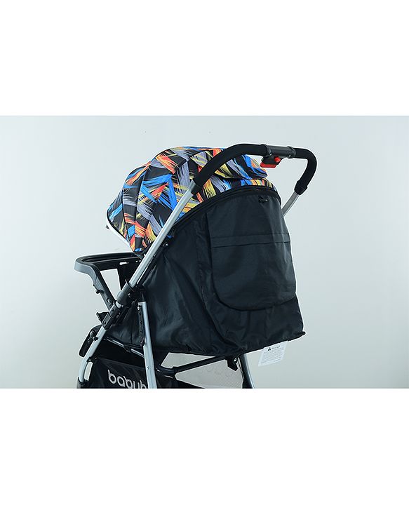 Babyhug Travel Compact Baby Stroller with Food Tray Reversible Handle Adjustable Backrest & Canopy - Multicolour