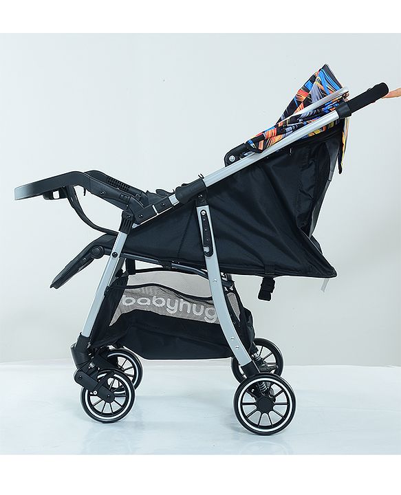 Babyhug Travel Compact Baby Stroller with Food Tray Reversible Handle Adjustable Backrest & Canopy - Multicolour