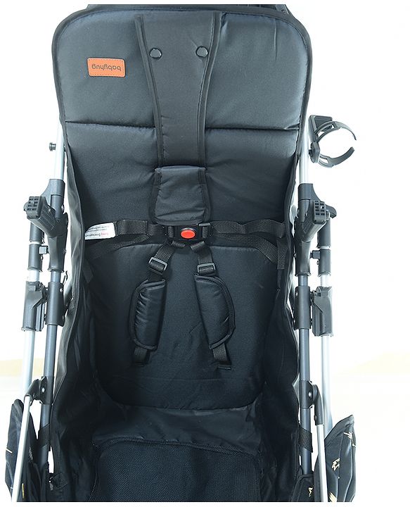 Babyhug Travel Compact Baby Stroller with Food Tray Reversible Handle Adjustable Backrest & Canopy - Multicolour