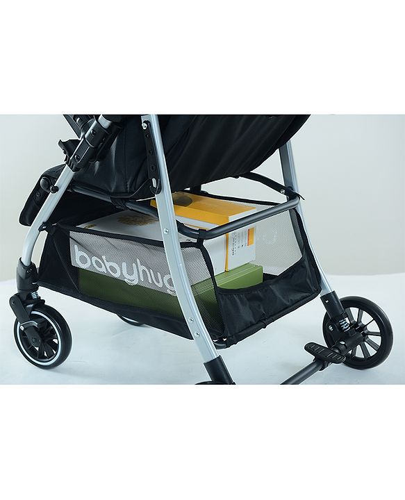 Babyhug Travel Compact Baby Stroller with Food Tray Reversible Handle Adjustable Backrest & Canopy - Multicolour