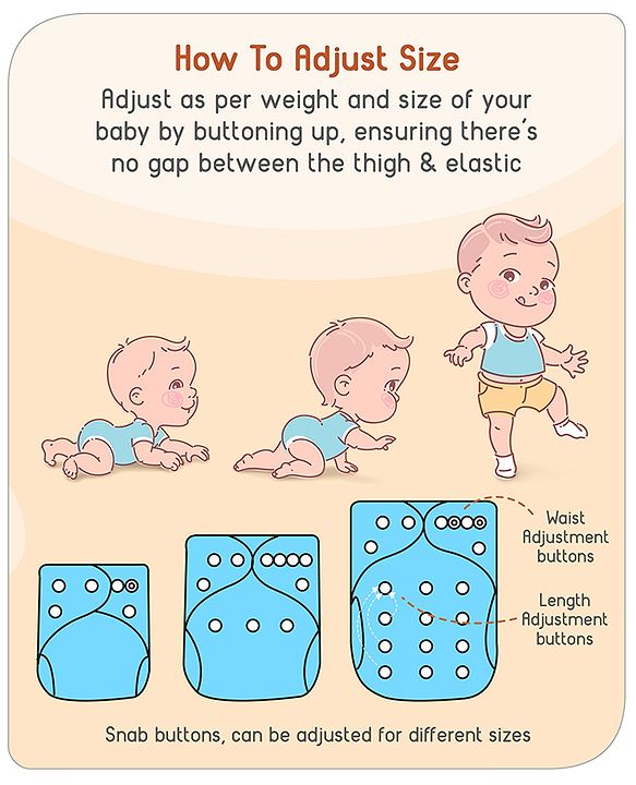 Babyhug Free Size Reusable Cloth Diaper With Inserts & Contrast Flap Pack of 3 - Blue & Brown