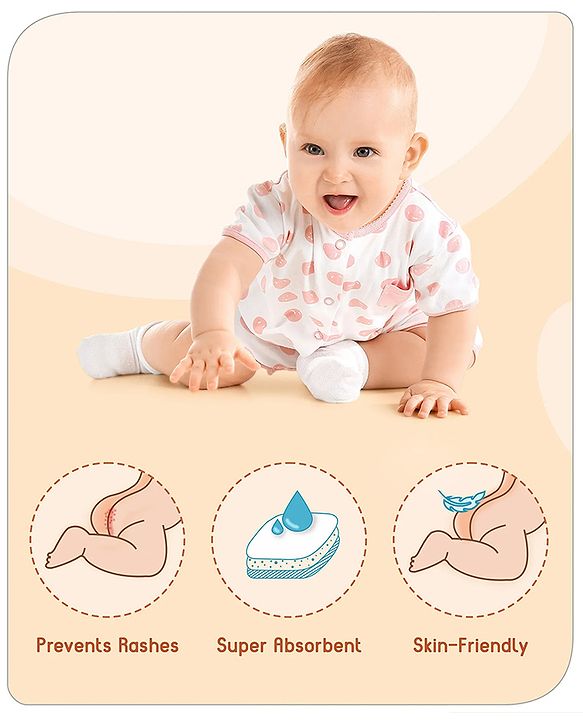 Babyhug Free Size Reusable Cloth Diaper With Inserts & Contrast Flap Pack of 3 - Pink & Orange