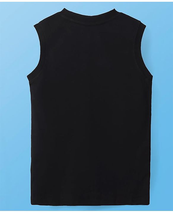 Pine Kids Cotton Knit Sleeveless Tank T-Shirts with Beach Theme & Take it Easy Text Print Pack of 5 - Black Purple & Orange