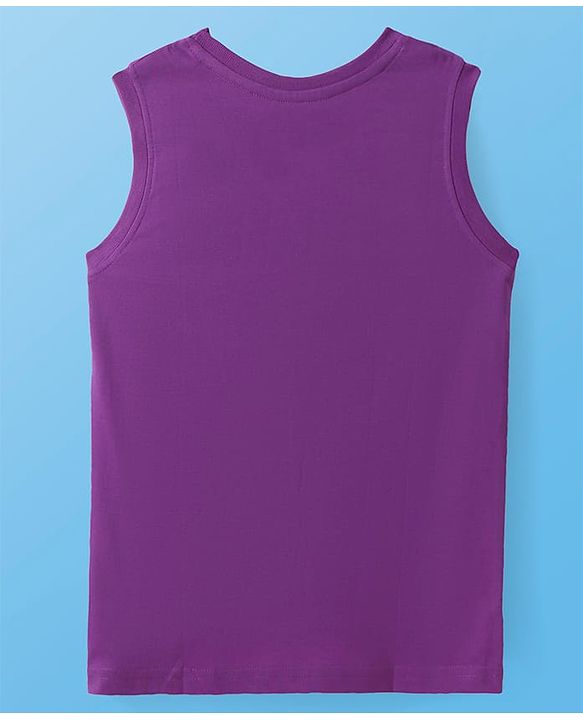 Pine Kids Cotton Knit Sleeveless Tank T-Shirts with Beach Theme & Take it Easy Text Print Pack of 5 - Black Purple & Orange