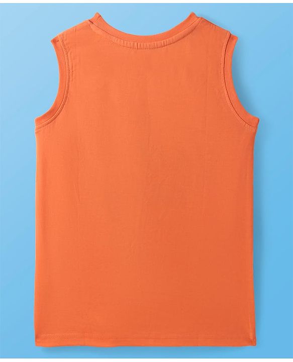 Pine Kids Cotton Knit Sleeveless Tank T-Shirts with Beach Theme & Take it Easy Text Print Pack of 5 - Black Purple & Orange