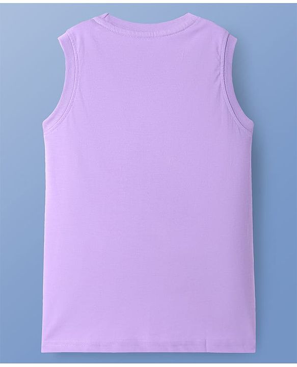 Pine Kids Cotton Knit Sleeveless Tank T-Shirts with Cool Dude Text Print Pack Of 5 - White Navy Blue & Lilac