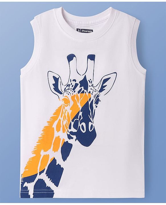 Pine Kids Cotton Knit Sleeveless Tank T-Shirts with Cool Dude Text Print Pack Of 5 - White Navy Blue & Lilac
