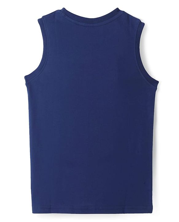 Pine Kids Cotton Knit Sleeveless Tank T-Shirts with Sport Theme & Future is You Print Pack of 5 - Black Purple & Navy Blue