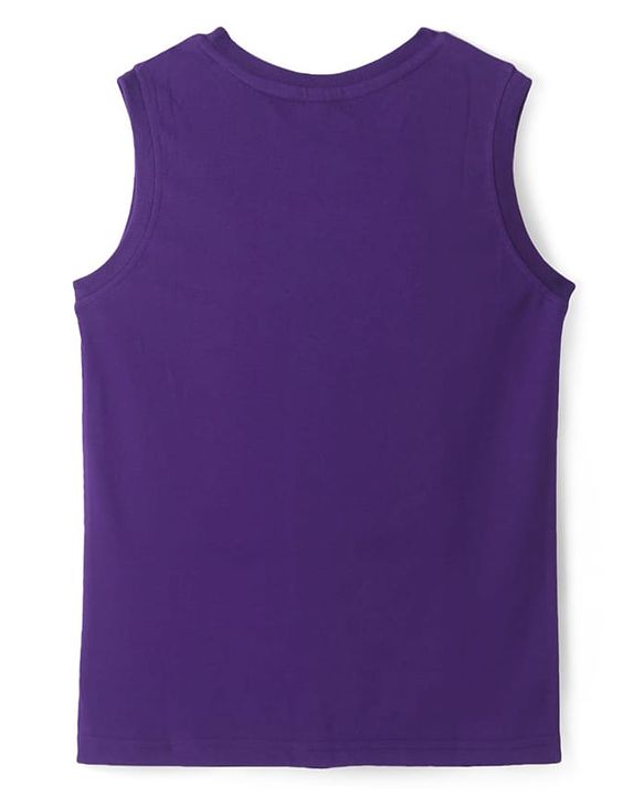 Pine Kids Cotton Knit Sleeveless Tank T-Shirts with Sport Theme & Future is You Print Pack of 5 - Black Purple & Navy Blue