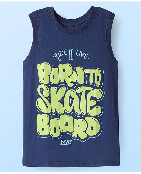 Pine Kids Cotton Knit Sleeveless Tank T-Shirts with Sport Theme Print Pack of 5 - Red White & Navy Blue