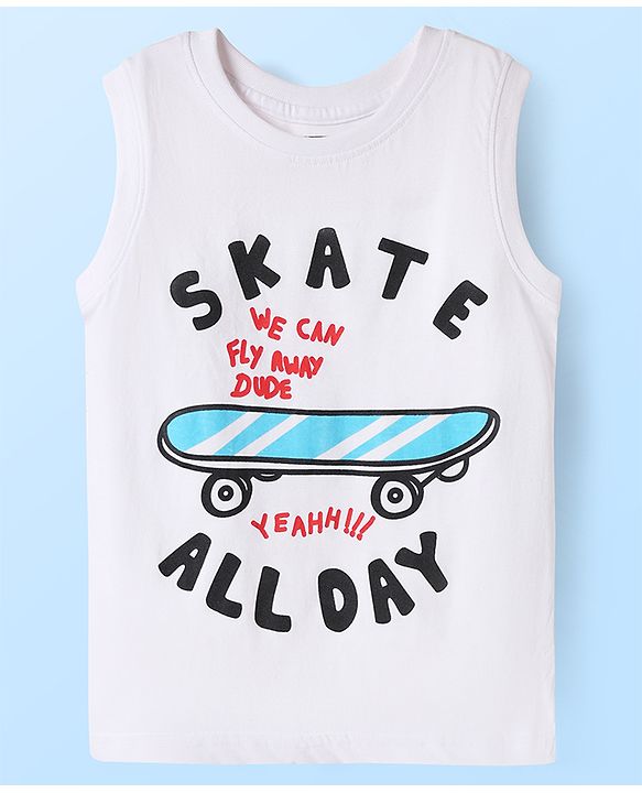 Pine Kids Cotton Knit Sleeveless Tank T-Shirts with Sport Theme Print Pack of 5 - Red White & Navy Blue