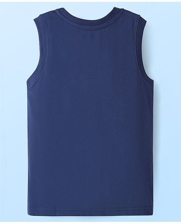 Pine Kids Cotton Knit Sleeveless Tank T-Shirts with Sport Theme Print Pack of 5 - Red White & Navy Blue