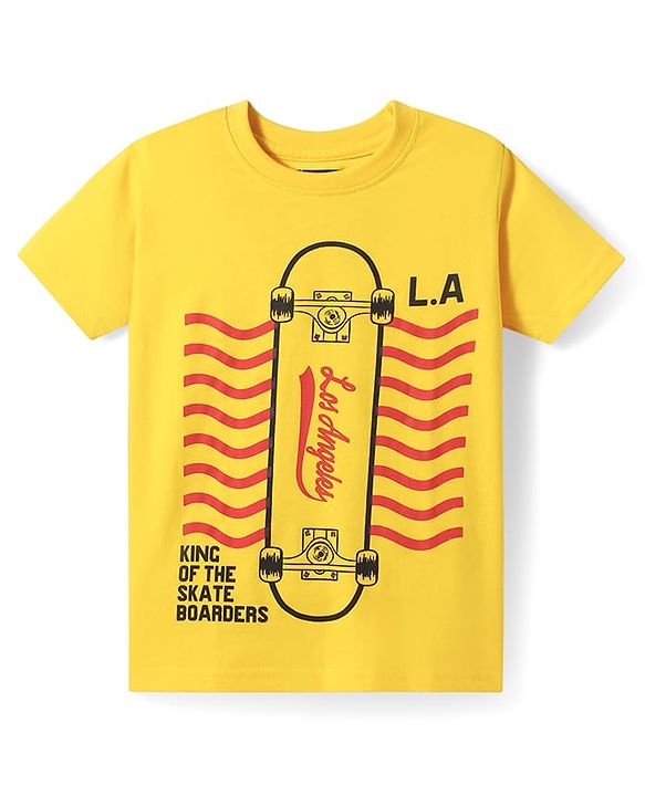 Pine Kids Cotton Knit Half Sleeves T-Shirts with Gamer Theme Text Print Pack Of 5 - Red Yellow & Navy Blue