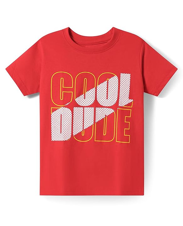 Pine Kids Cotton Knit Half Sleeves T-Shirts with Gamer Theme Text Print Pack Of 5 - Red Yellow & Navy Blue
