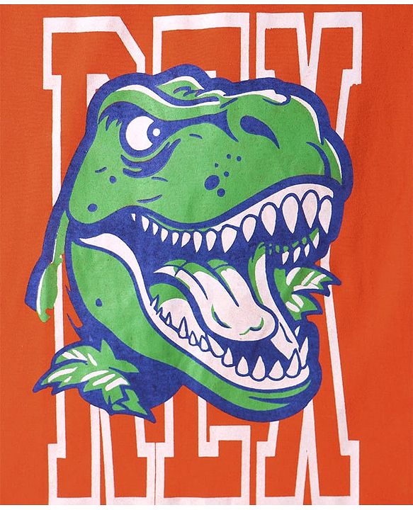 Pine Kids Cotton Knit Half Sleeves T-Shirts with Dino & Text Print Pack Of 5 - White Orange & Purple