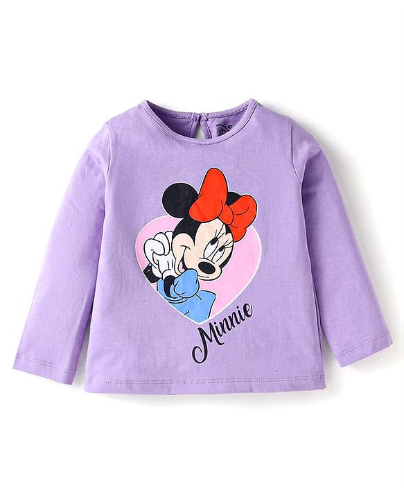Babyhug Disney Single Jersey Knit Full Sleeves T-Shirts with Minnie & Bambie Graphics Pack of 3 - Pink Green & Purple