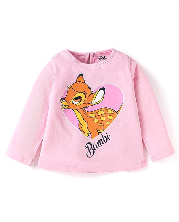 Babyhug Disney Single Jersey Knit Full Sleeves T-Shirts with Minnie & Bambie Graphics Pack of 3 - Pink Green & Purple