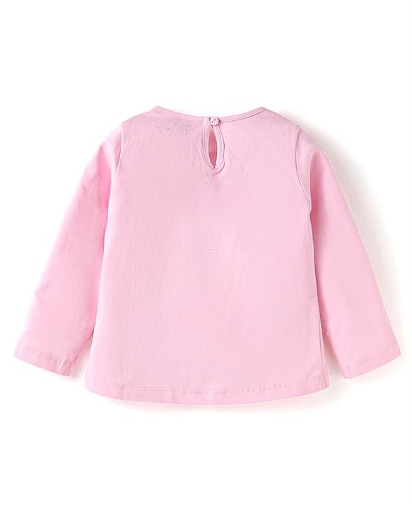 Babyhug Disney Single Jersey Knit Full Sleeves T-Shirts with Minnie & Bambie Graphics Pack of 3 - Pink Green & Purple