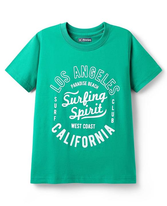 Pine Kids Cotton Knit Half Sleeves T-Shirts With Cool Dude Text Print Pack of 5 - Plum Orange & Light Blue