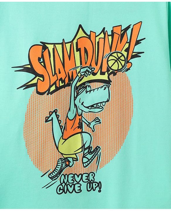 Pine Kids Cotton Knit Half Sleeves T-Shirts With Cool Dude Text Print Pack of 5 - Plum Orange & Light Blue