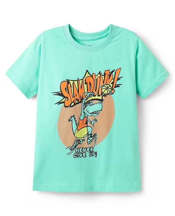 Pine Kids Cotton Knit Half Sleeves T-Shirts With Cool Dude Text Print Pack of 5 - Plum Orange & Light Blue