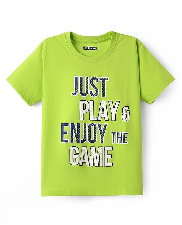 Pine Kids Cotton Knit Half Sleeves T-Shirt with Lets Play Hard Text Print Pack of 5 - Yellow Orange & Red