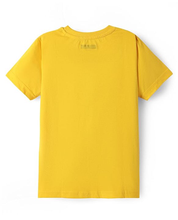 Pine Kids Cotton Knit Half Sleeves T-Shirt with Lets Play Hard Text Print Pack of 5 - Yellow Orange & Red