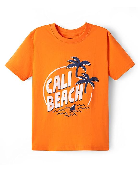 Pine Kids Cotton Knit Half Sleeves T-Shirt with Lets Play Hard Text Print Pack of 5 - Yellow Orange & Red
