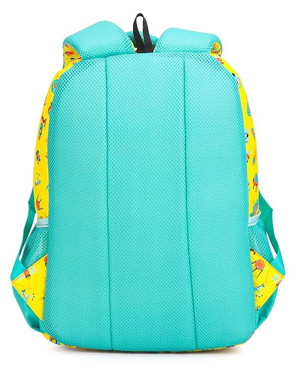 Babyhug Explore Space School Backpack|2 Main Compartments, 1 Front Pocket, 2 side Bottle Pockets|Water Resistant|Long lasting and Durable Zippers | Comfortable back cushioning | For School, Travel and Outdoors|Yellow- 16inches