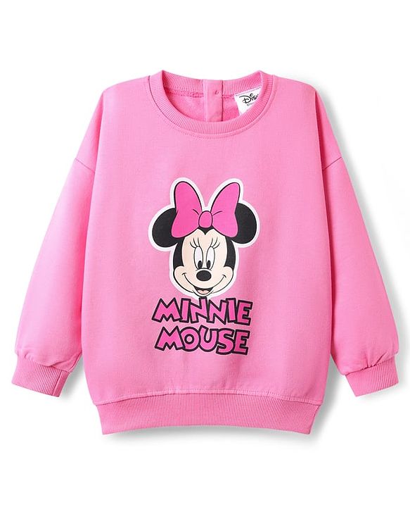 Babyhug Disney  Terry Knit Full Sleeves Sweatshirt with Minnie Mouse Graphics -Pink