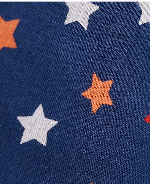 Babyhug Cotton Knit Full Sleeves Star Printed Night Suit - Navy Blue