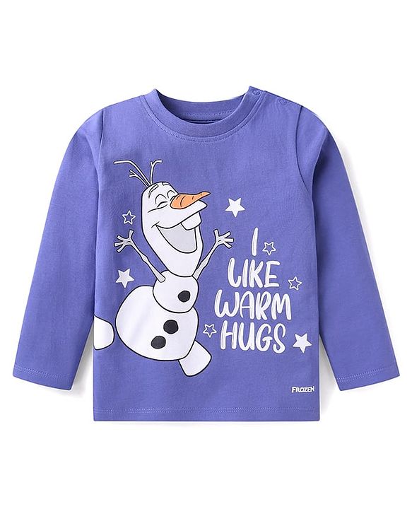 Babyhug Disney Single Jersey Knit Full Sleeves Olaf Printed Night Suit - Blue