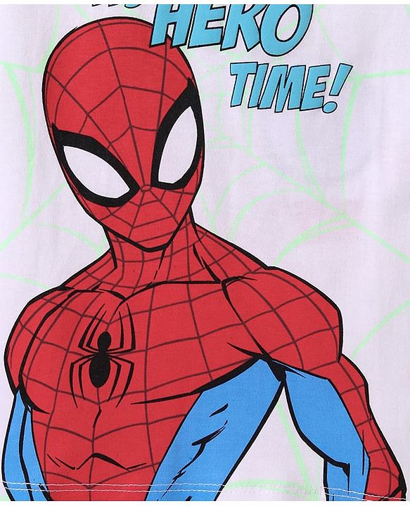 Babyhug Marvel Single Jersey Knit Half Sleeves T-Shirt With Spider-Man Graphics - White
