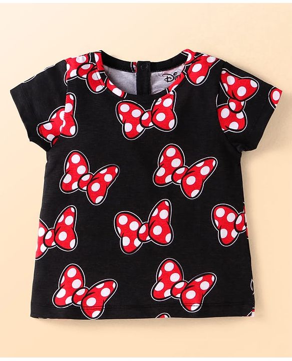 Babyhug Disney Single Jersey Knit Half Sleeves T-Shirts With Minnie Mouse Graphics Pack Of 3 - Red & White