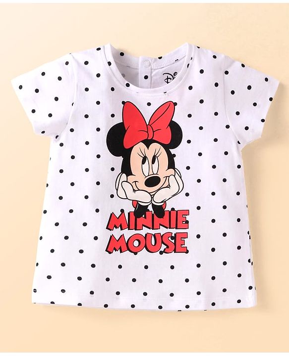 Babyhug Disney Single Jersey Knit Half Sleeves T-Shirts With Minnie Mouse Graphics Pack Of 3 - Red & White