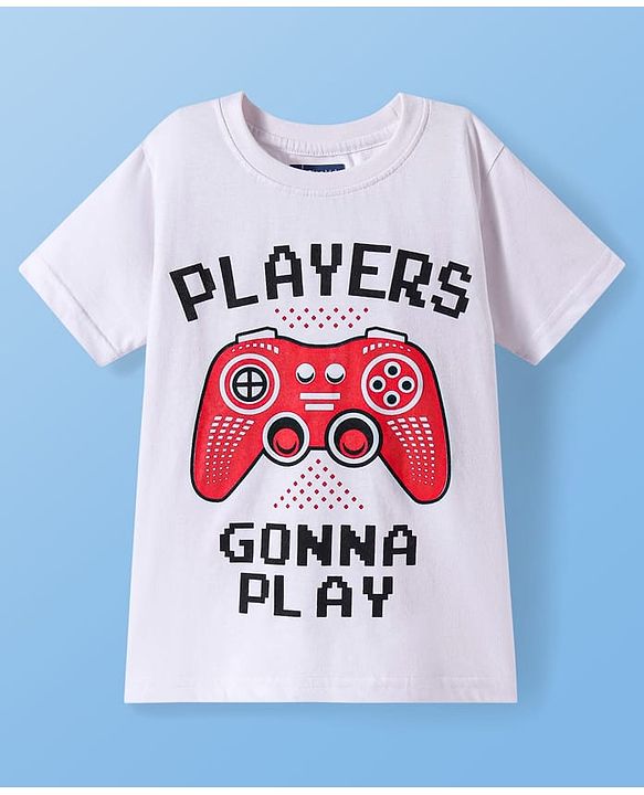 Pine Kids Cotton Knit Half Sleeves T-Shirt with Text Print Pack of 3 - White Black & Red