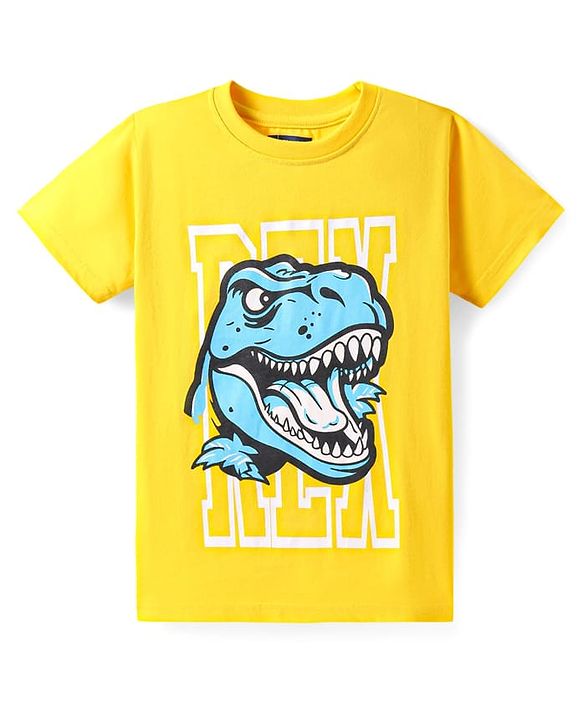 Pine Kids Cotton Knit Half Sleeves T-Shirt with Text Print Pack of 3 - Yellow Navy Blue & Green