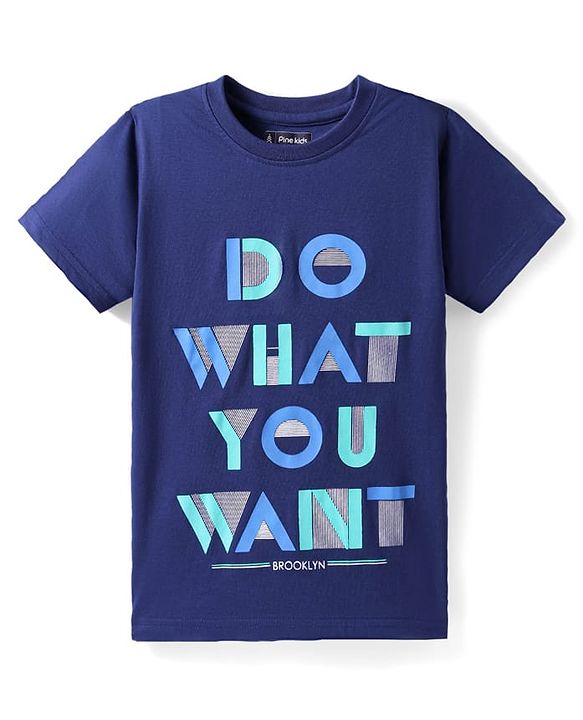 Pine Kids Cotton Knit Half Sleeves T-Shirt with Text Print Pack of 3 - Yellow Navy Blue & Green