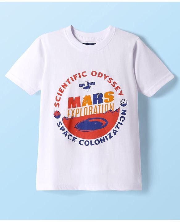 Pine Kids Cotton Knit Half Sleeves T-Shirt with Text Print Pack of 3 - White Blue Black